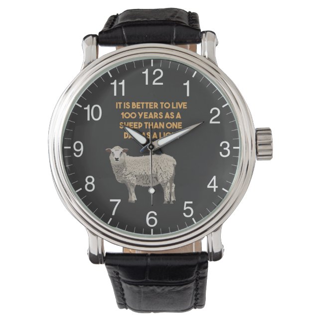 Montre Citation amusante du mouton et du lion (devant)