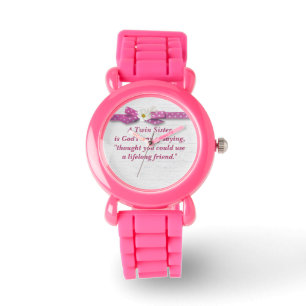 Montre Citation jumelle avec ruban Polka Dot