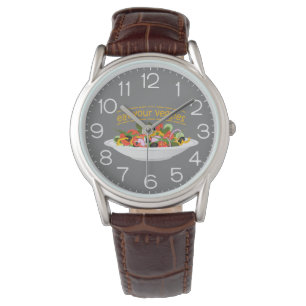 Montre Citation Mangez Vos Légumes bol de mélange de sala