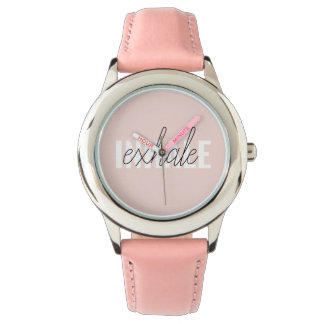 Montre Citation moderne Pastel Pink Inhale Exhale