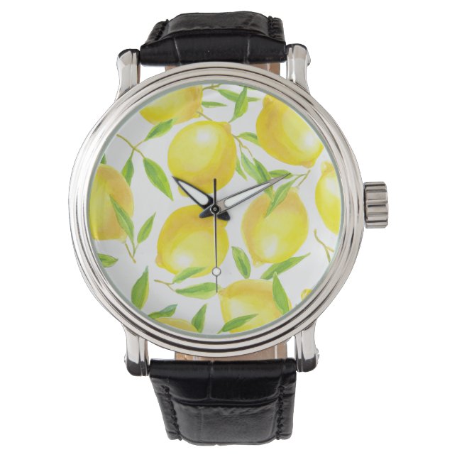 Montre Citrons et motif feuille (devant)