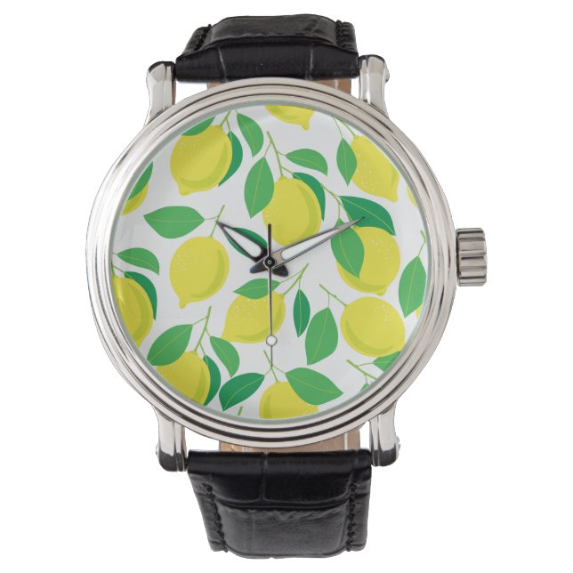 Montre Citrons et motifs feuille (devant)