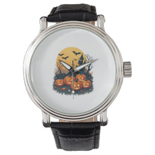 Montre Citrouille éffrayant Patch - Retro Halloween Tee