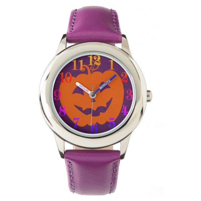 Montre Citrouille orange d'Halloween sur Arrière - plan v (devant)