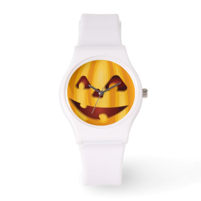 Montre Citrouille sculpté souriant design Halloween (Recto)