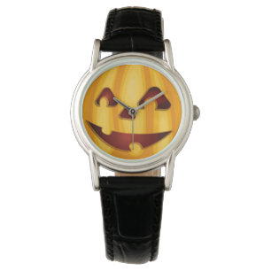 Montre Citrouille sculpté souriant design Halloween