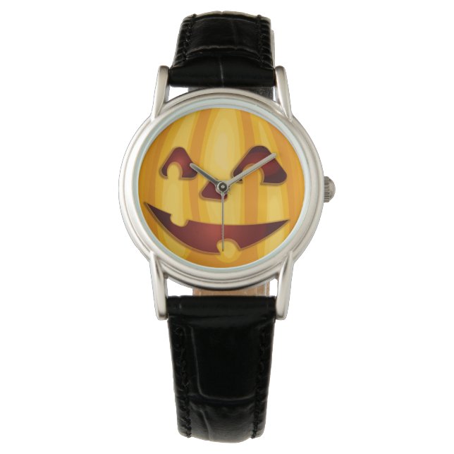 Montre Citrouille sculpté souriant design Halloween (devant)