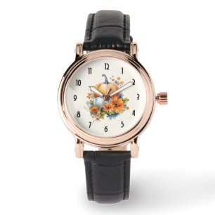 Montre Citrouilles d'automne avec Fleurs et Foliage