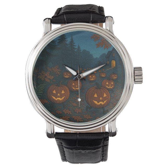 Montre Citrouilles d'Halloween vous chassant (devant)