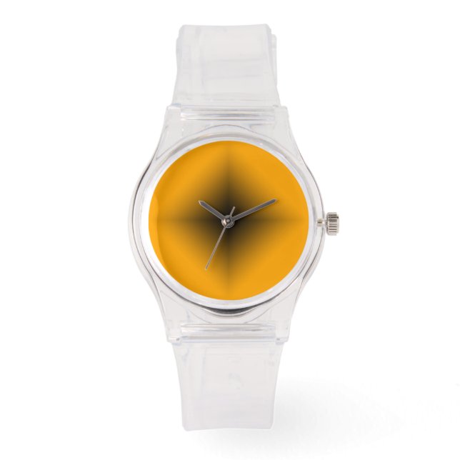 Montre Clair moderne avec cadran noir et orange (Recto)