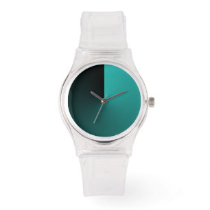 Montre Clair moderne avec cadran noir et turquoise