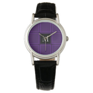 Montre Clair Royal violet rayé personnalisé unique initia