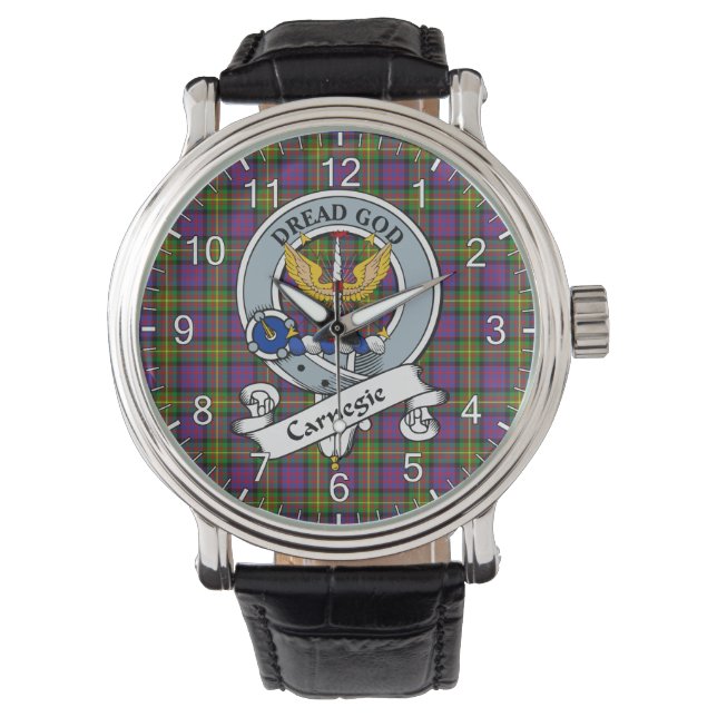 Montre Clan Carnegie Badge Tartan classique intemporel (devant)