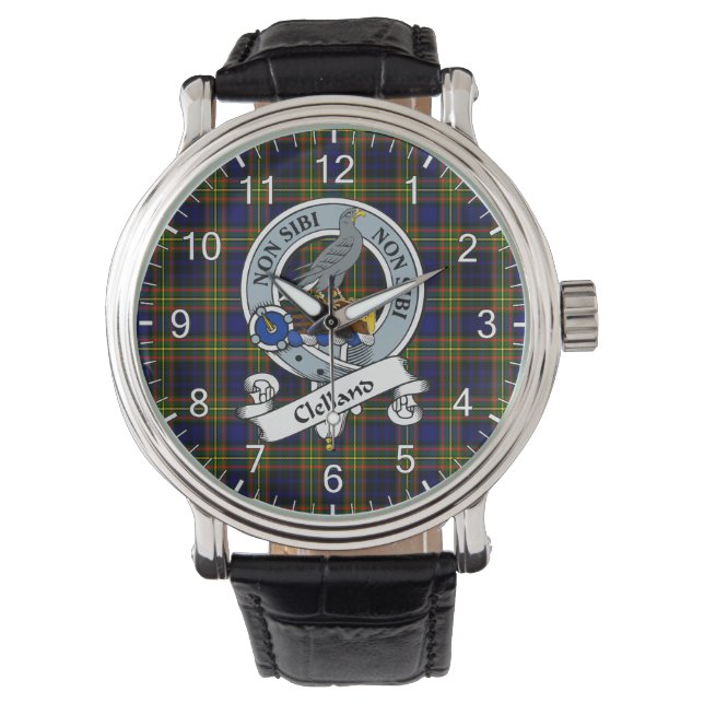 Montre Clan classique intemporel Clelland Badge Tartan Wa (devant)