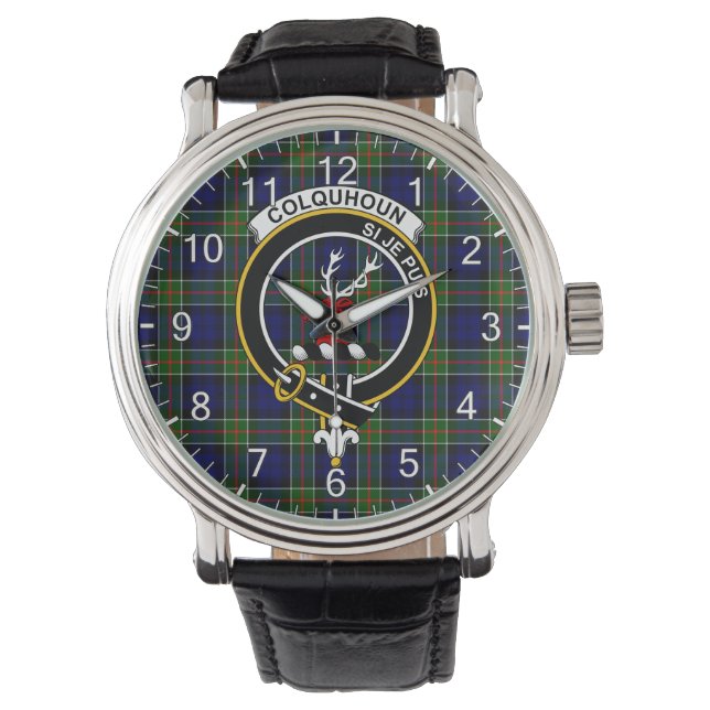 Montre Clan classique intemporel Colquhoun Tartan Badge P (devant)
