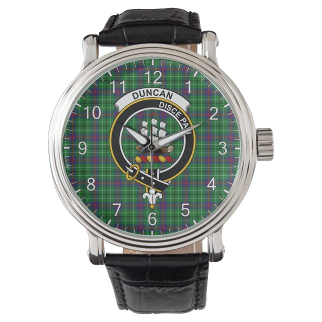 Montre Clan classique intemporel Duncan Tartan Badge Plai (devant)