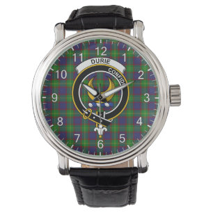Montre Clan classique intemporel Durie Tartan Badge Plaid