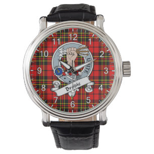 Montre Clan classique sans temps Brodie Rouge Tartan Badg