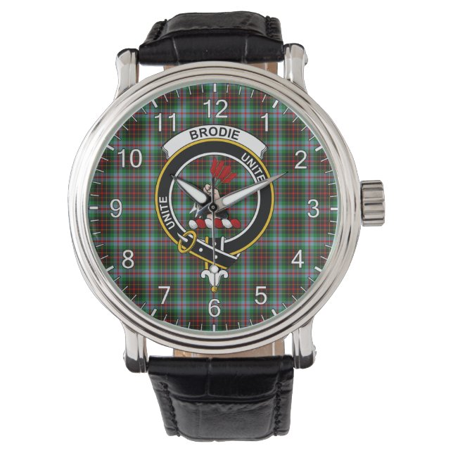 Montre Clan classique sans temps Brodie Tartan Badge Plai (devant)
