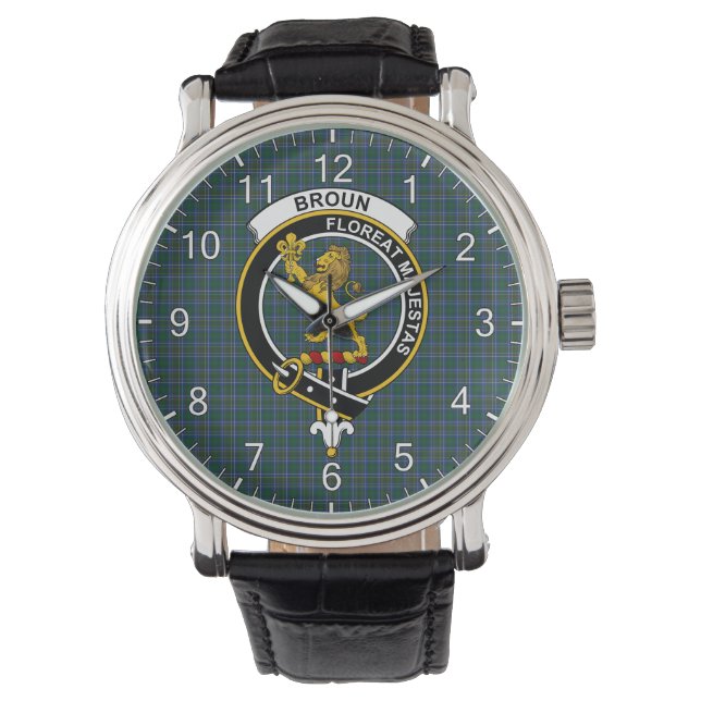 Montre Clan Classique Sans Temps Broun Insigne Tartan Mod (devant)