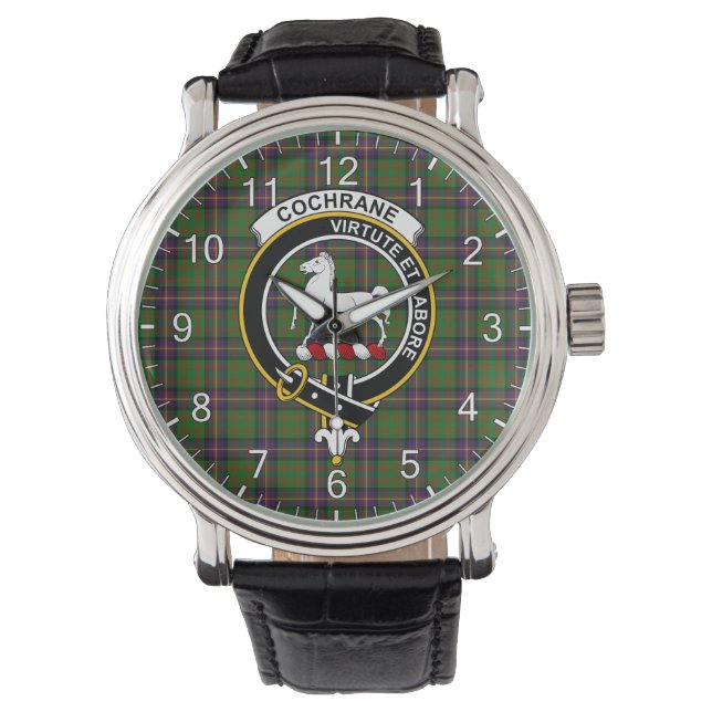 Montre Clan classique sans temps Cochrane Chasse Tartan B (devant)