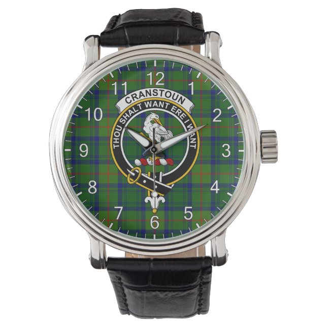 Montre Clan Classique Sans Temps Cranstoun Chasse Tartan  (devant)