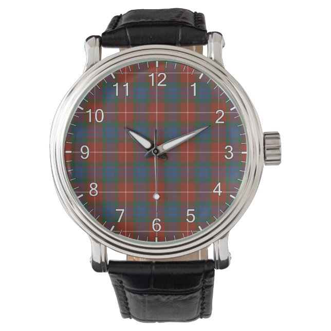 Montre Clan classique sans temps Fraser ancien Tartan Pla (devant)
