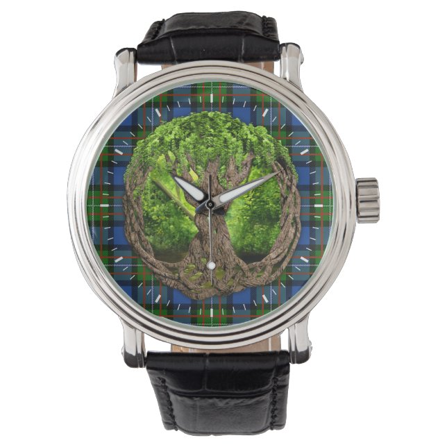 Montre Clan Fergusson Tartan Et Celtic Tree Of Life (devant)