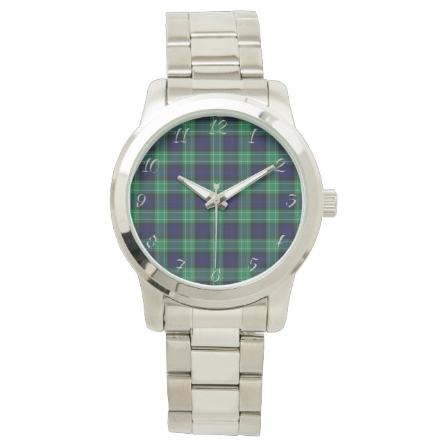 Montre Clan sans temps classique Abercrombie Tartan plat (devant)