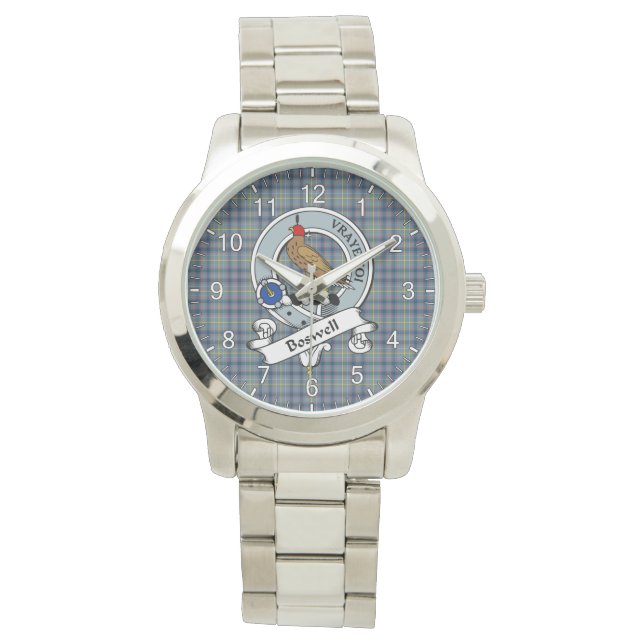 Montre Clan sans temps classique Boswell Badge Tartan Pla (devant)