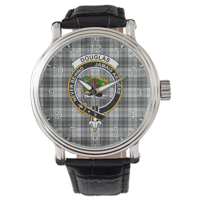 Montre Clan sans temps classique Douglas Grey Tartan mode (devant)