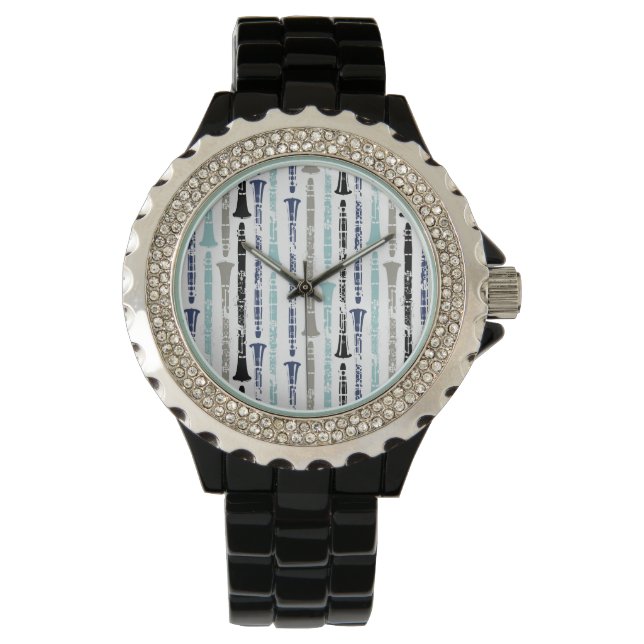 Montre Clarinets Grunge - Bleu et gris (devant)