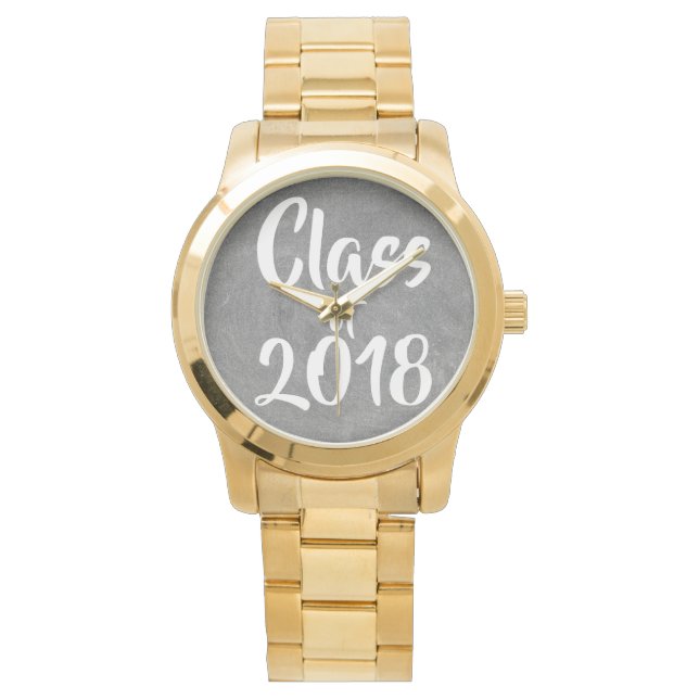 Montre Classe de 2018 Noir Blanc Chalkboard Typographie (devant)