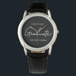 Montre Classe de script de l'école supérieure personnalis<br><div class="desc">Honor the Class of 2024 with the Exclusive Personalized Graduate School Script Class of 2024 Watch, un souvenir intemporel conçu pour commémorer le jalon de l'obtention du diplôme. Cette montre élégante est un cadeau idéal, symbolisant la fin d'un voyage et le début d'un autre. Ce n'est pas seulement un garde-temps...</div>