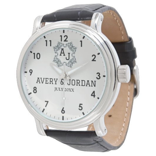 Montre Classic style monograms with names and initials  (Incliné)