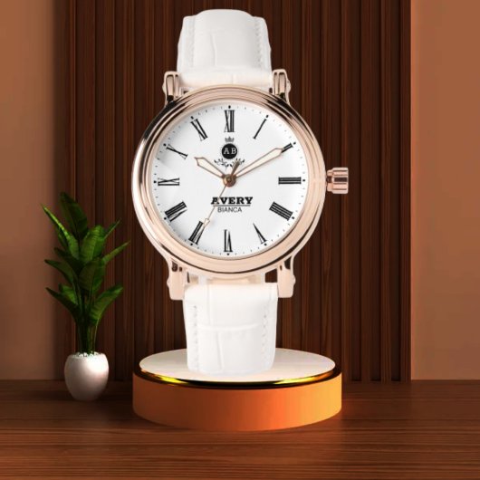 Montre Classic White Personalized Roman Numerals Custom