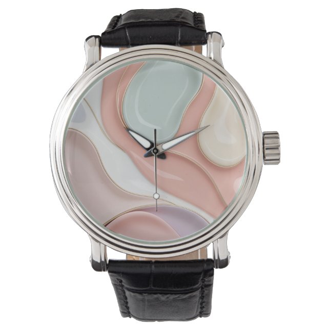 Montre classique au graphisme abstrait élégant (devant)