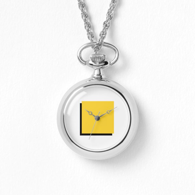 Montre classique Bauhaus Art Jaune Carré Collier (Recto)