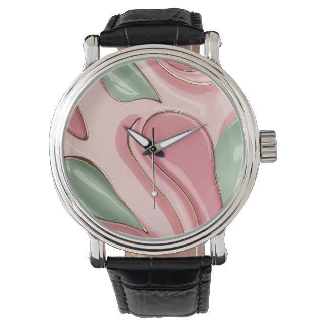 Montre classique dans un graphique abstrait élégan (devant)