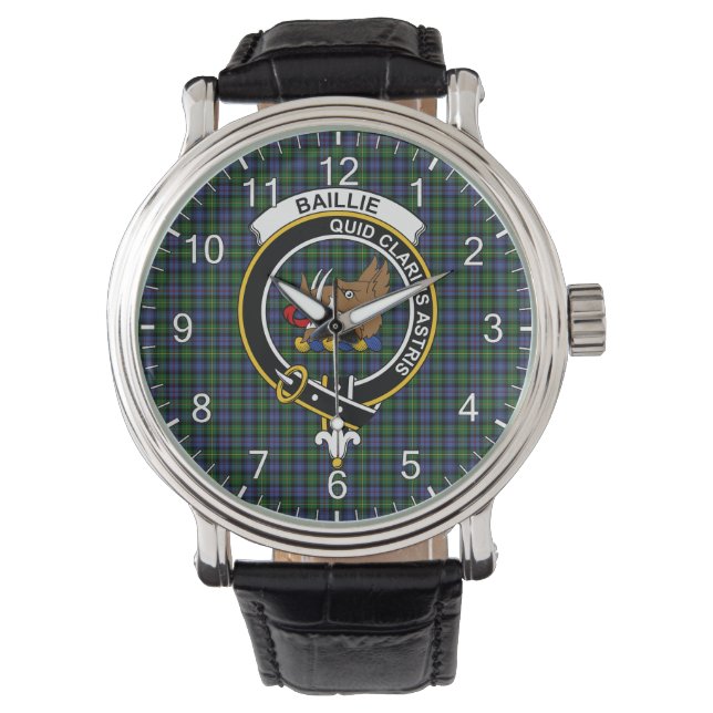 Montre Classique Sans Temps Clan Baillie Chasse Tartan Ba (devant)