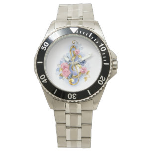 Montre Clé de fer avec roses roses roses