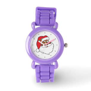 Montre Cligner de l'oeil Père Noël noir gardant des