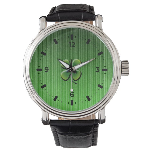 Montre Clocher vert à quatre feuilles (devant)