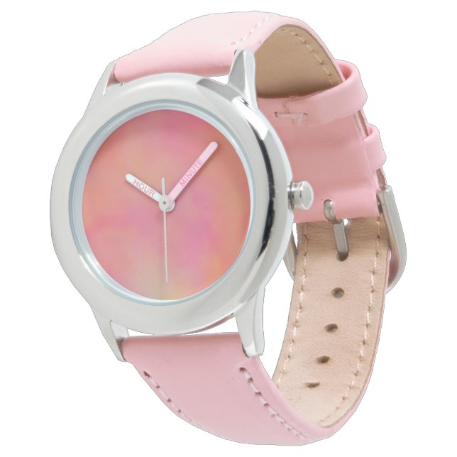 Montre Cloud à marbre rose et orange abstrait (Incliné)