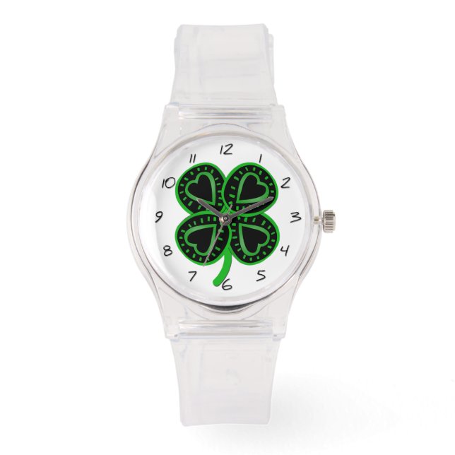 Montre Clover vert noir avec le coeur G St Patrick's Watc (Recto)