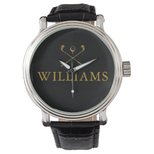 Montre Clubs de golf personnalisés au nom noir et or