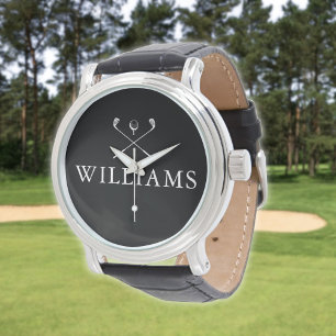 Montre Clubs de golf personnalisés avec nom Noir et Blanc