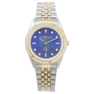 Montre Cobalt Blue Star of David Dial Nom personnalisé