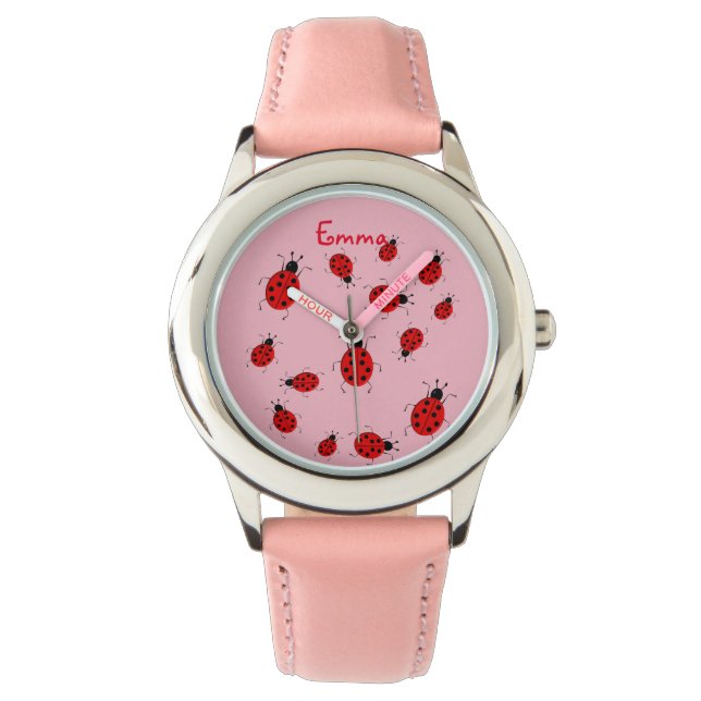 Montre coccinelle, personnalisation (devant)