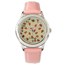 Coccinelles mignonnes & nom personnalisé sur jaune